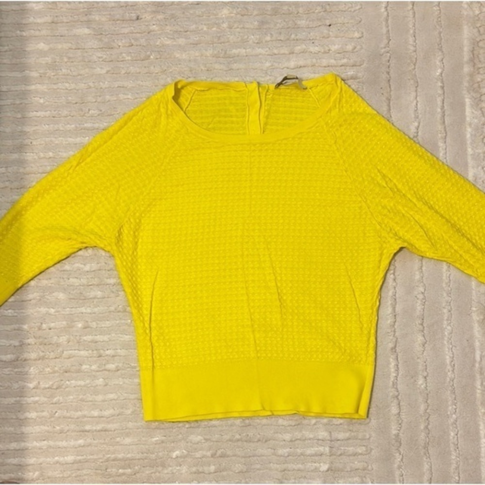 Ann Taylor Loft Bright Yellow Textured Boat neck top size M